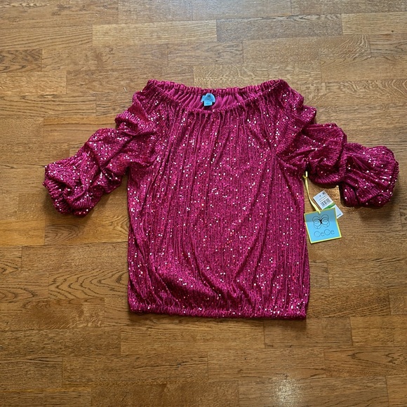 BNWT Pink sequin top 3/4 Sleeve - Picture 3 of 5